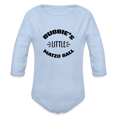 Bubbie's Little Matzo Ball Organic Long Sleeve Baby Bodysuit - sky