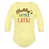 Bubby's Little Latke Organic Long Sleeve Baby Bodysuit - washed yellow