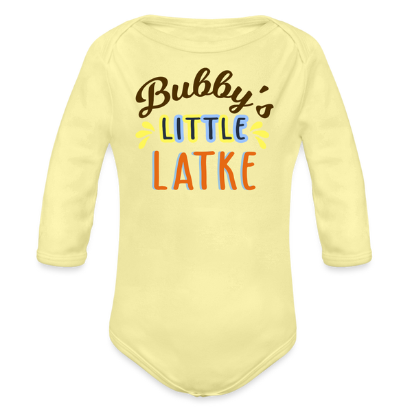 Bubby's Little Latke Organic Long Sleeve Baby Bodysuit - washed yellow