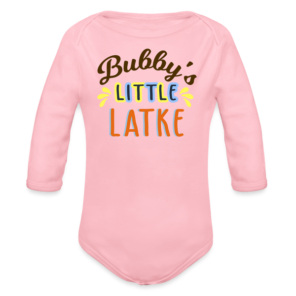Bubby's Little Latke Organic Long Sleeve Baby Bodysuit - light pink