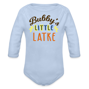 Bubby's Little Latke Organic Long Sleeve Baby Bodysuit - sky
