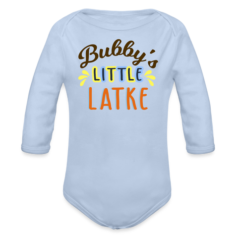 Bubby's Little Latke Organic Long Sleeve Baby Bodysuit - sky
