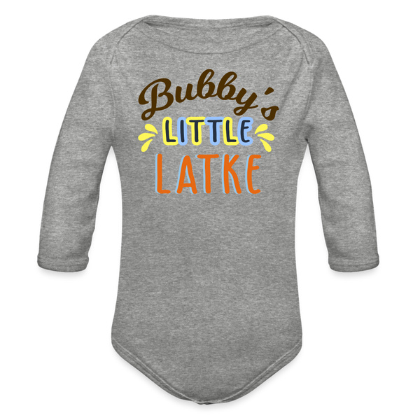 Bubby's Little Latke Organic Long Sleeve Baby Bodysuit - heather grey
