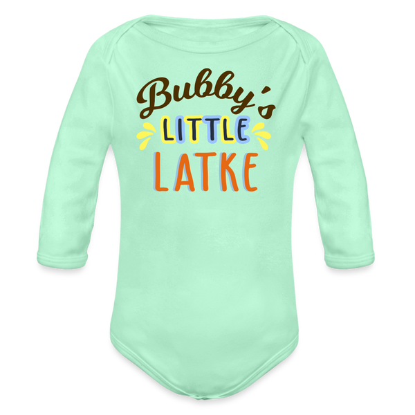 Bubby's Little Latke Organic Long Sleeve Baby Bodysuit - light mint