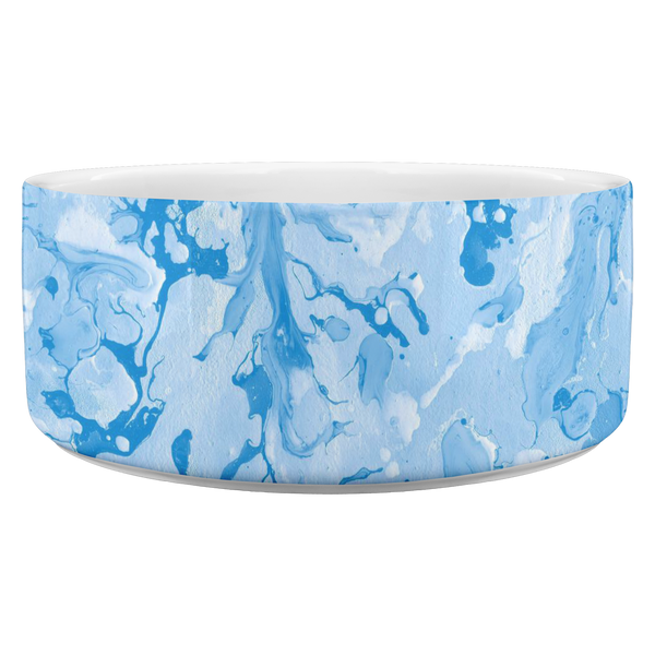 Personalized Blue Marble Print Pet Food Bowl