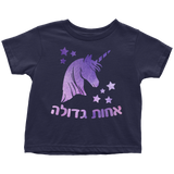 Big Sister Hebrew T-Shirt with Unicorn