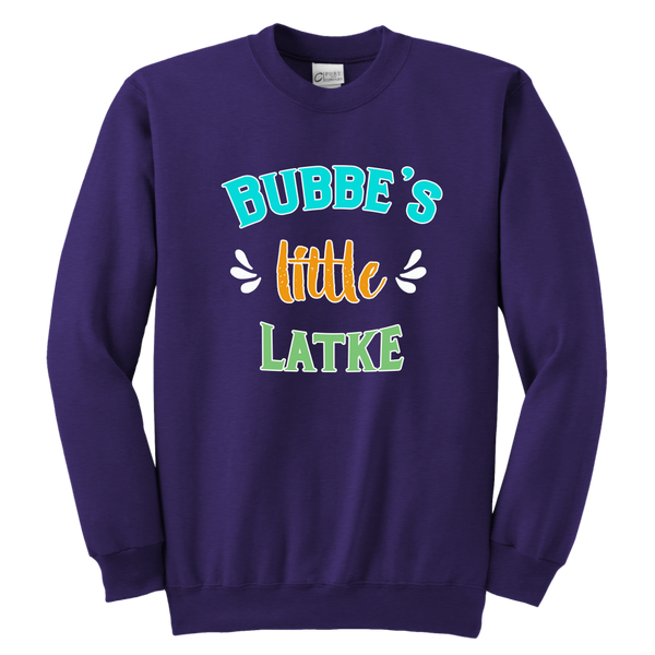 bubbes little latke purple hanukkah sweatshirt