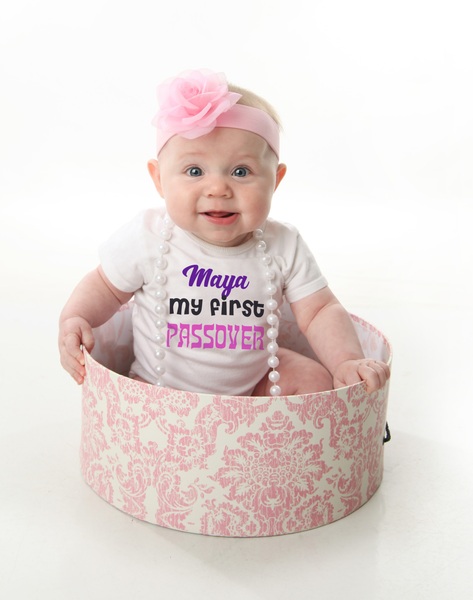 My First Passover Baby Girl Bodysuit with Baby's Name