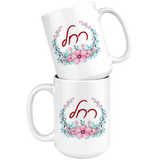 PERSONALIZED HEBREW NAME LARGE FLORAL MUG