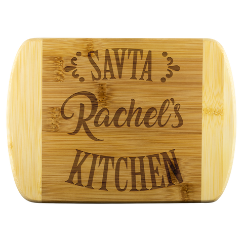 savta kitchen bamboo cutting board with name