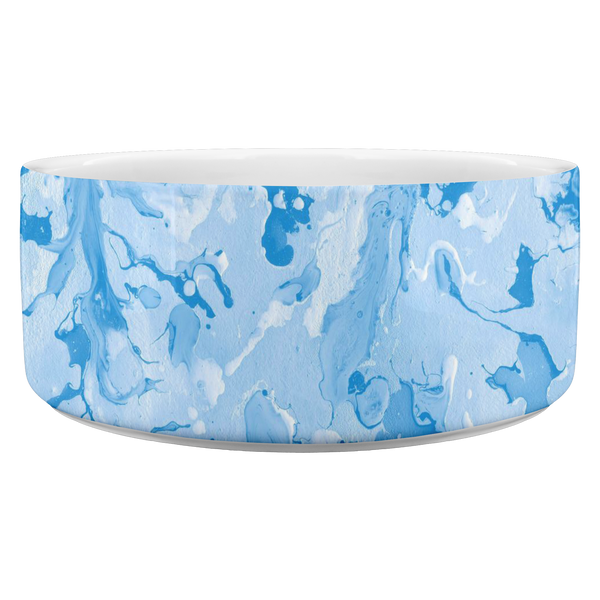 Personalized Blue Marble Print Pet Food Bowl