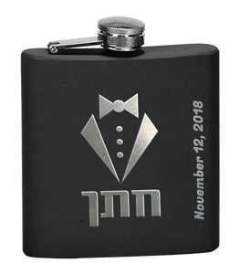 jewish groom gift flask with wedding date