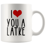i heart you a latke mug