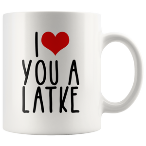 i heart you a latke mug