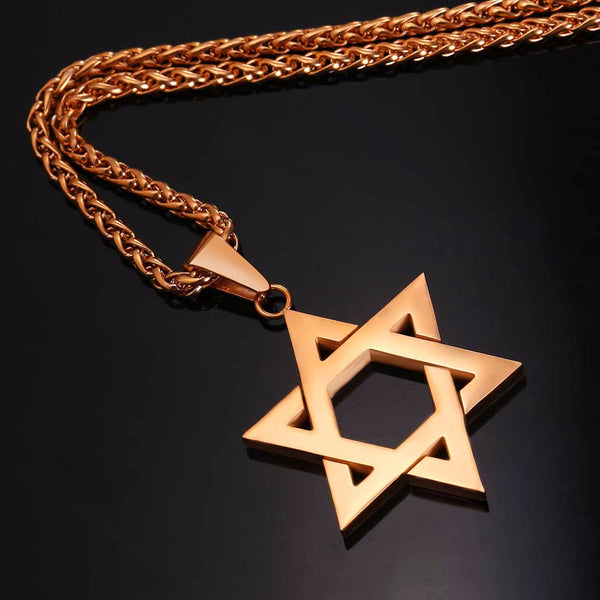 rose gold colored star of david
