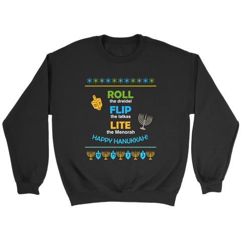 happy hanukkah freidel latkas menora sweater