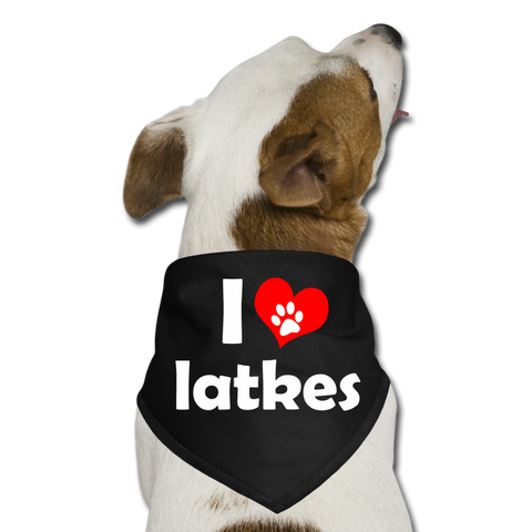 I Love Latkes Dog Bandana - black