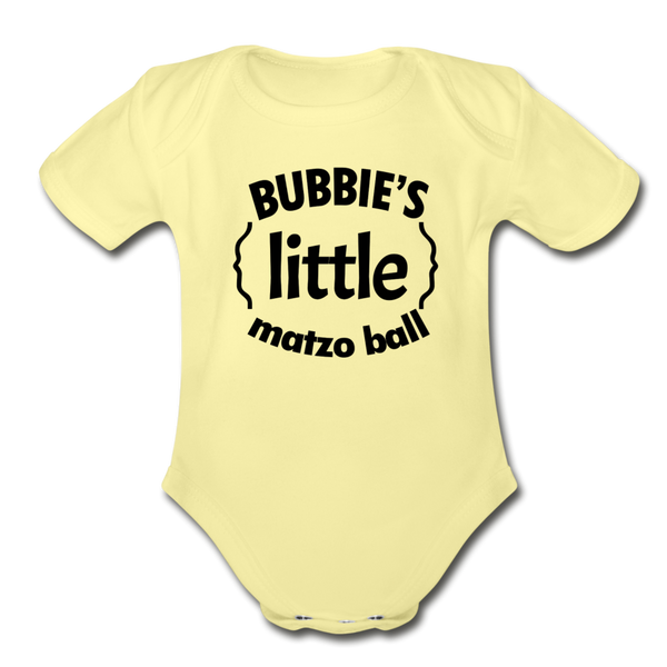 Bubbie's little Matzo Ball Organic Short  Sleeve Baby Bodysuit - washed yellow