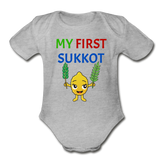 My First Sukkot Organic Short Sleeve Baby Bodysuit - heather gray