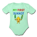 My First Sukkot Organic Short Sleeve Baby Bodysuit - light mint