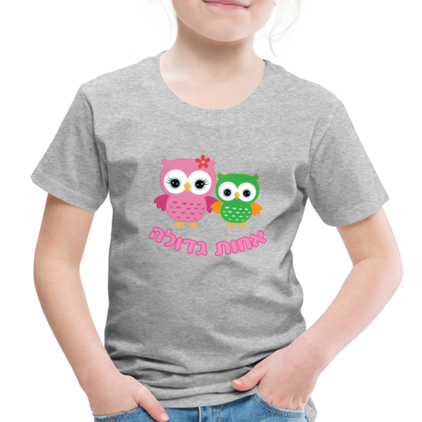 Big Sister T-shirt with Hebrew - heather gray