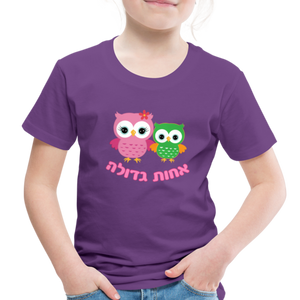 Big Sister T-shirt with Hebrew - purple