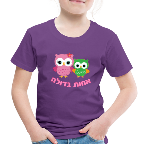 Big Sister T-shirt with Hebrew - purple