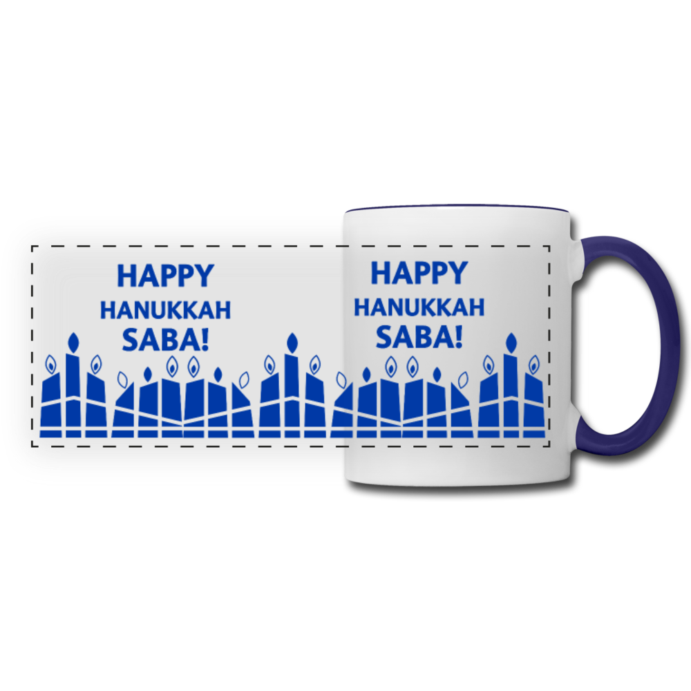 Happy Hanukkah Saba! Gift Mug - white/cobalt blue