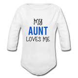 Organic Long Sleeve Baby Bodysuit My Aunt Loves Me - white