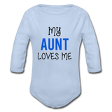 Organic Long Sleeve Baby Bodysuit My Aunt Loves Me - sky