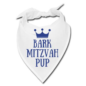 Bark Mitzvah Pup Pet Bandana - White + Blue - white