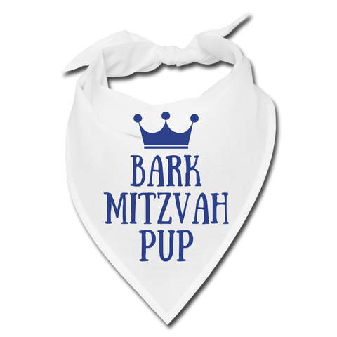Bark Mitzvah Pup Pet Bandana - White + Blue - white