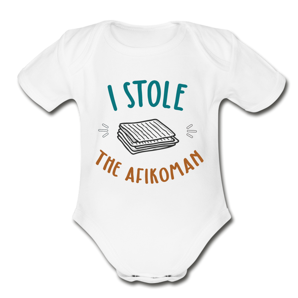 I stole the Afikoman Organic Short Sleeve Baby Bodysuit - white