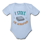I stole the Afikoman Organic Short Sleeve Baby Bodysuit - sky