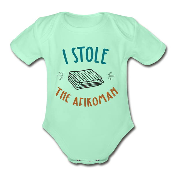 I stole the Afikoman Organic Short Sleeve Baby Bodysuit - light mint