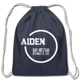 Personalized Bar Mitzvah Cotton Drawstring Bag - navy