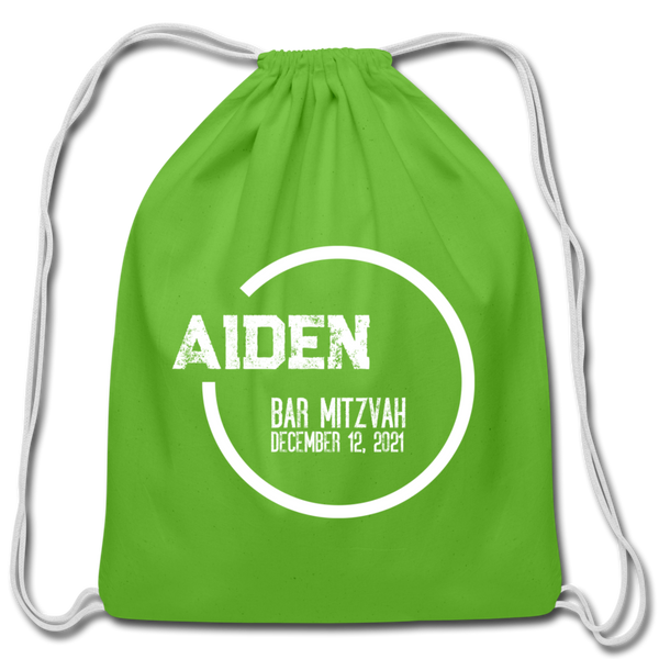 Personalized Bar Mitzvah Cotton Drawstring Bag - clover