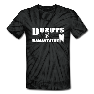 Donuts to Hamantashen Unisex Tie Dye T-Shirt - spider black