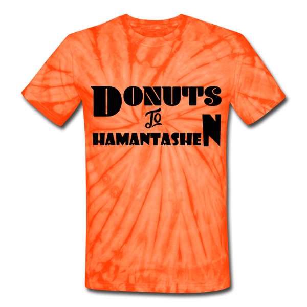 Donuts to Hamantashen Unisex Tie Dye T-Shirt - spider orange